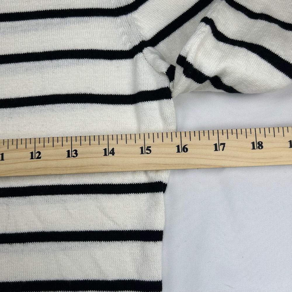 Gap Womens XS Crewneck Cardigan Sweater White Navy Blue Striped Cotton - Picture 4 of 10